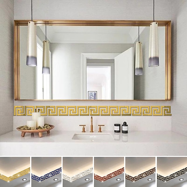  خلفيات باردة خط الدليل الموجي جدار جدارية الحدود قشر والعصا ذاتية اللصق الفينيل الحديثة الجدار ملصق لغرفة 10 سم (4 '') × 10 سم (4'') × 10 قطع