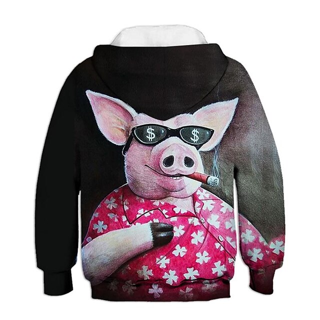 Baby & Kids Boys Clothing | Kids Unisex Hoodie Long Sleeve 3D Print Graphic Patterned Animal Pocket Multicolor Children Tops Fal