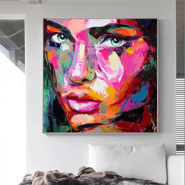 Mintura Handmade Figure Oil Paintings On Canvas Wall Art Decoration Modern Abstract Face Picture For Home Decor Rolled Frameless Unstretched Painting 28