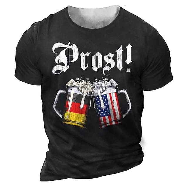  Homme Unisexe Graphique Lettre Bière T-shirt Manche Courte T-shirt Impression 3D Col ras du cou Chemise ancien Sports Designer Extérieur Rue Quotidien Noir Vert Véronèse bleu marine Été Vêtement Tenue