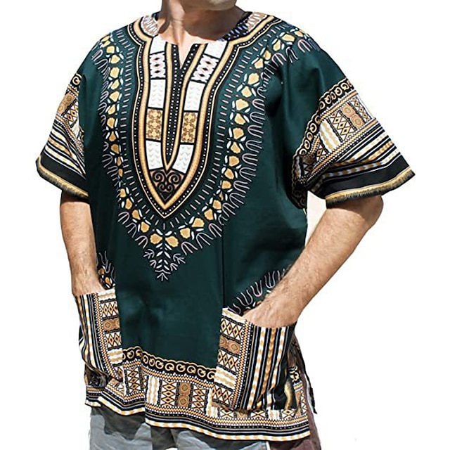  Pánské Moderní africké oblečení Větší velikosti Africký tisk Dashiki Plesová maškaráda Dospělí Vrchní deska Párty