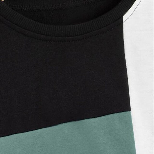 Baby & Kids Boys Clothing | Kids Boys Sweatshirt Long Sleeve Color Block Green Children Tops Fall Spring Active Fashion Daily Da