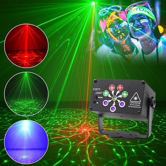  RGB LED Stage Light USB Rechargeable Disco Light Party Show UV Effect Laser Projector Lamp for Home Party KTV Decor