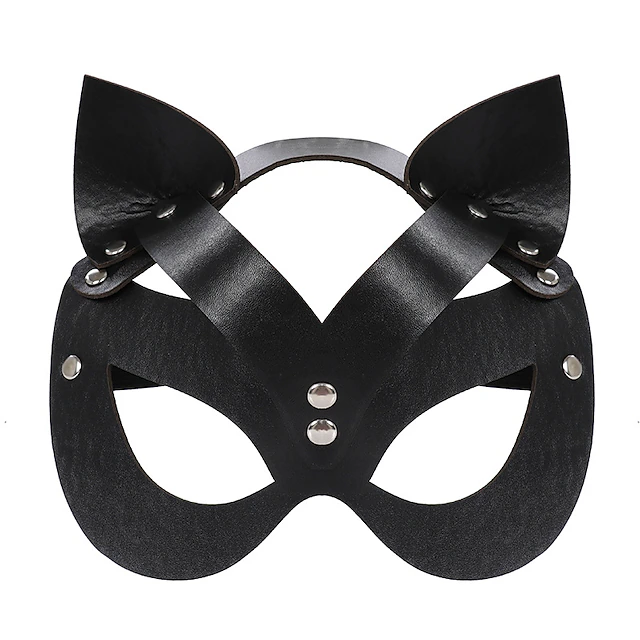 Punk & Gothic Mask Cat Solid Color Fancy Dress Men's Women's Halloween Masquerade Carnival Halloween Masquerade Adults' Mask 11