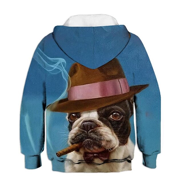 Baby & Kids Boys Clothing | Kids Unisex Hoodie Long Sleeve 3D Print Dog Graphic Patterned Animal Pocket Blue Children Tops Fall 