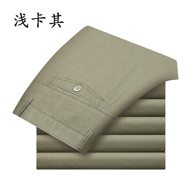 Mens Clothing Mens Bottoms | Mens Casual Straight Trousers Full Length Pants Sports Outdoor Streetwear Solid Color Dark Khaki Li