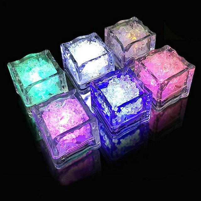  Cubos de gelo coloridos luzes noturnas criativas luzes ambientes interiores do carro sensor de toque luminoso universal piscando luzes de decoração led