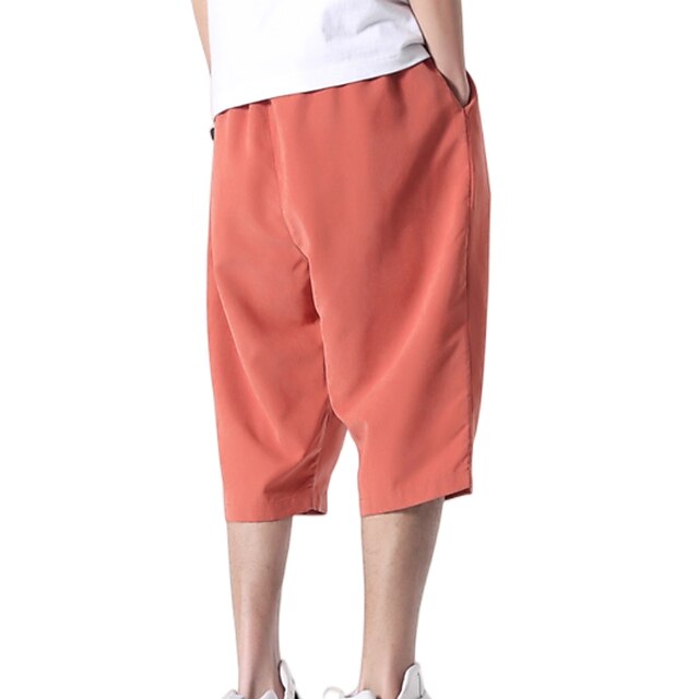 Mens Clothing Mens Bottoms | Mens Chic & Modern Streetwear Chinos Capri shorts Embroidered Pleated Pocket Calf-Length Pants Dail