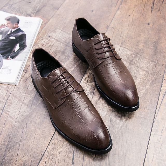 Shoes & Bags Mens Shoes | Mens Oxfords Casual Classic Daily Office & Career PU Black Gray Brown Spring Summer - LR91734