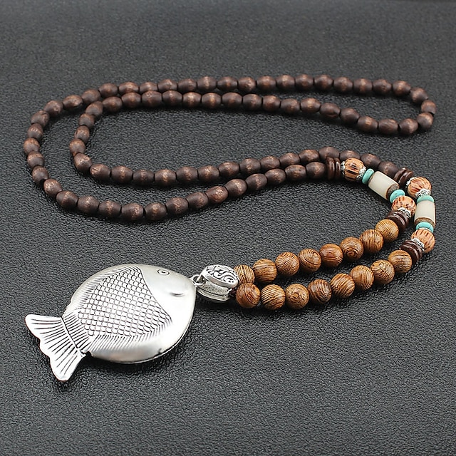  1 pc Collane con ciondolo Collana di fili For Per uomo Per donna Strada Regalo Giornaliero di legno Acrilico Retrò Budda