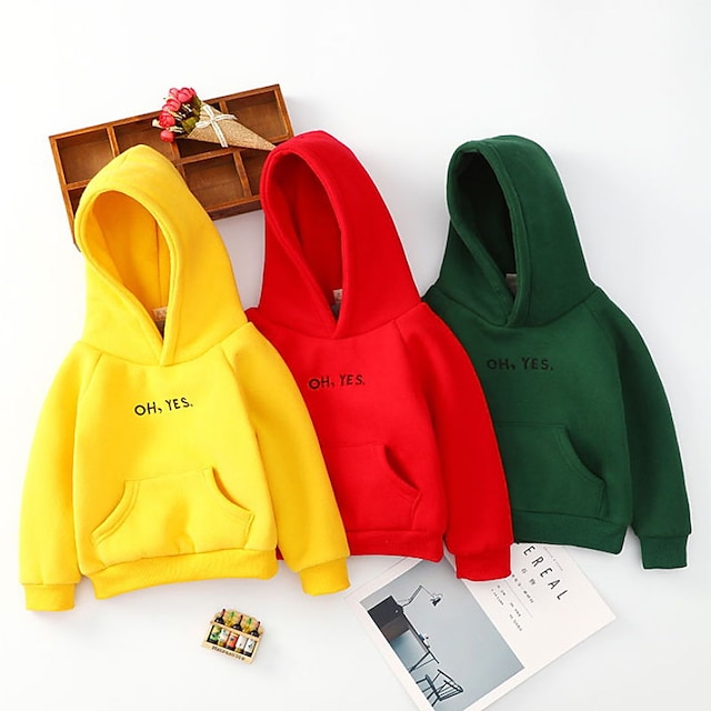 Baby & Kids Boys Clothing | Kids Boys Hoodie Long Sleeve Letter Green Yellow Red Children Tops Spring Summer Active Cool Daily O