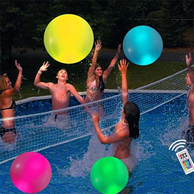  1/2/3 pçs pvc 40 cm rgb piscina flutuante luz 13 cores brilhante bola de praia decorativa para piscina ao ar livre equipamentos esportivos