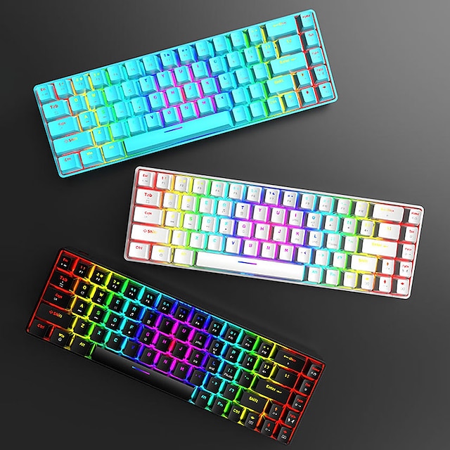  Wired Gaming Keyboard Computer Keyboard Ergonomic Multi-Device Programmable RGB Backlit Keyboard with USB Powered 68 Keys