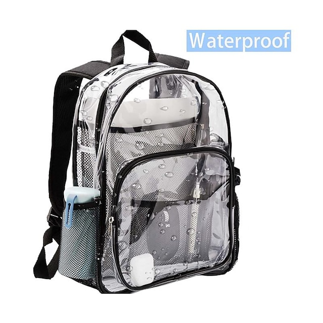 Men's Unisex Clear Backpacks School Bag Bookbag Commuter Backpack Nylon ...