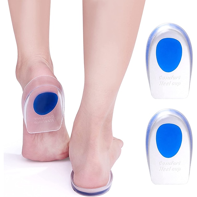 1 Pair Gel Heel Cups Plantar Fasciitis Inserts Silicone Pads For Heel Pain Bone Spur & Achilles Pain Gel Heel Cushions And Cups Pad & Shock Absorbing Support