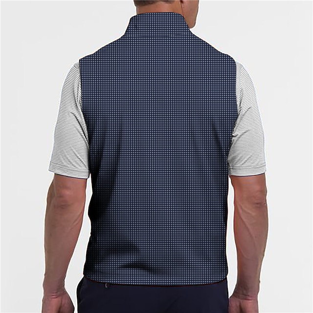  Homme POLO T Shirt golf Plaid Col rabattu Vin Bleu Vert Bleu de minuit Gris 3D effet Casual du quotidien Sans Manches Zippé Imprimer Vêtement Tenue Mode Design Décontractées Respirable