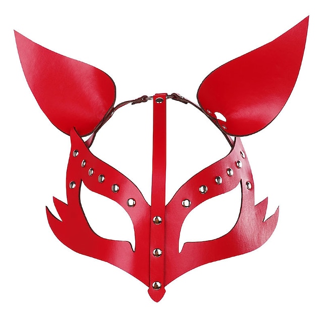  Máscara de raposa couro cos adereços de festa meia máscara de dança sexy máscara animal decorativa para festival, festa