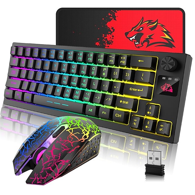  T50 Wireless 2.4GHz Mouse Keyboard Combo Portable / Gaming / Backlit Gaming Keyboard Novelty / Gaming / Programmable Gaming Mouse / Rechargeable Mouse 2400 dpi