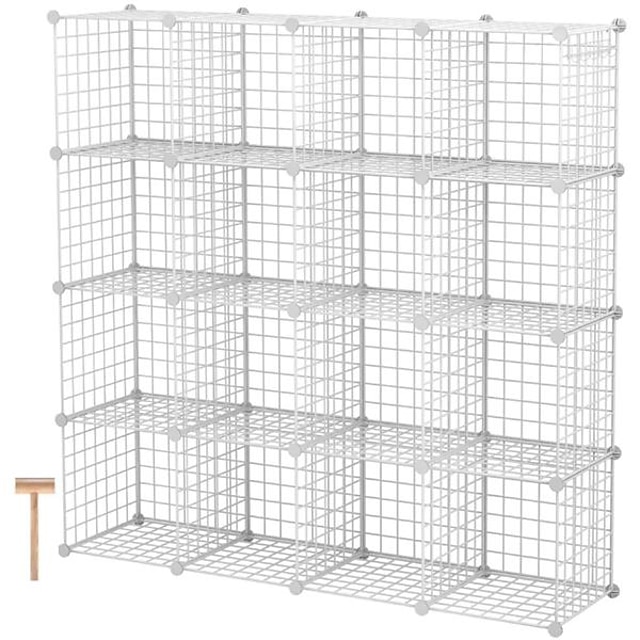 Home & Garden Home Decor | 16-Cube Organizer Cube Storage Storage Shelves Wire Cube Storage Origami Shelves Metal Grid Multifunc