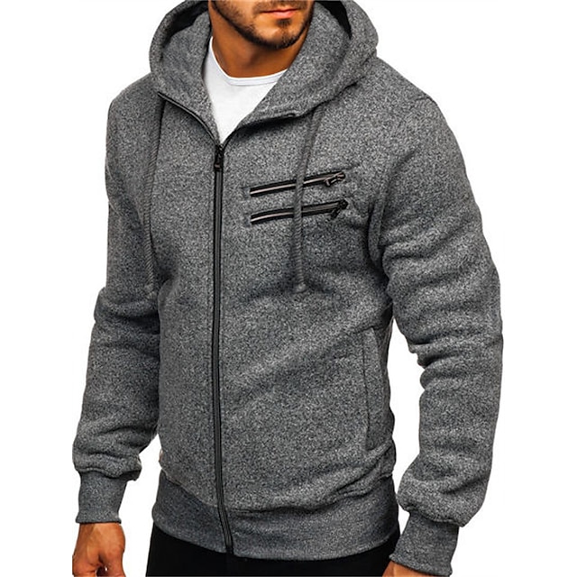 Mens Clothing Mens Hoodies & Sweatshirts | Mens Full Zip Hoodie Jacket Solid Color Pocket Casual Daily Holiday Casual Streetwear