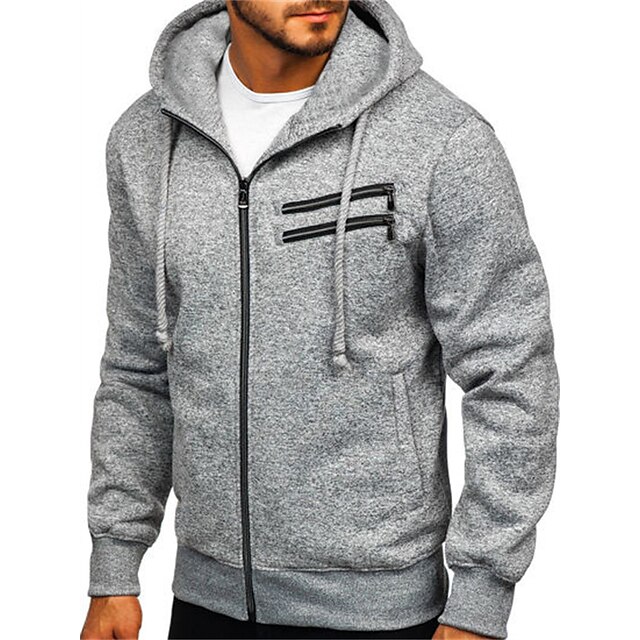 Mens Clothing Mens Hoodies & Sweatshirts | Mens Full Zip Hoodie Jacket Solid Color Pocket Casual Daily Holiday Casual Streetwear