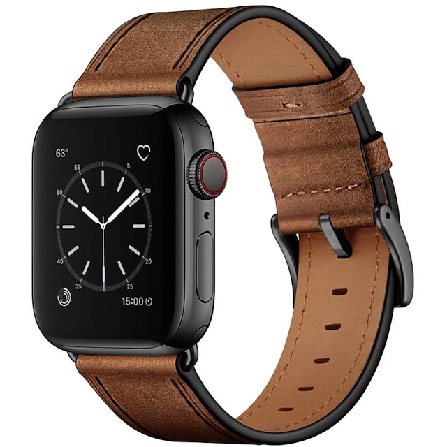  Kompatibel med Apple Watch-klokkereim 38mm 40mm 41mm 42mm 44mm 45mm 49mm Metalllås Luksus Justerbar Ekte lær Erstatningsklokkerem til iwatch Ultra 2 Series 9 8 7 SE 6 5 4 3 2 1