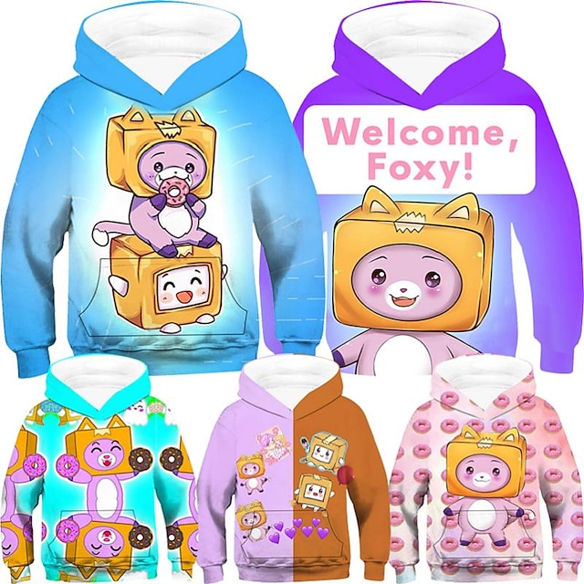 Baby & Kids Boys Clothing | Kids Boys Hoodie Long Sleeve 3D Print Graphic Patterned Pocket Blue Pink Lilac Children Tops Fall Wi