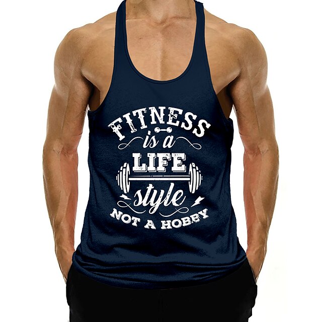 Men's Workout Tank Top Running Tank Top Sleeveless Top Athletic Athleisure Breathable Quick Dry Soft Fitness Gym Workout Running Sportswear Activewear Graphic Dark Blue / Micro-elastic