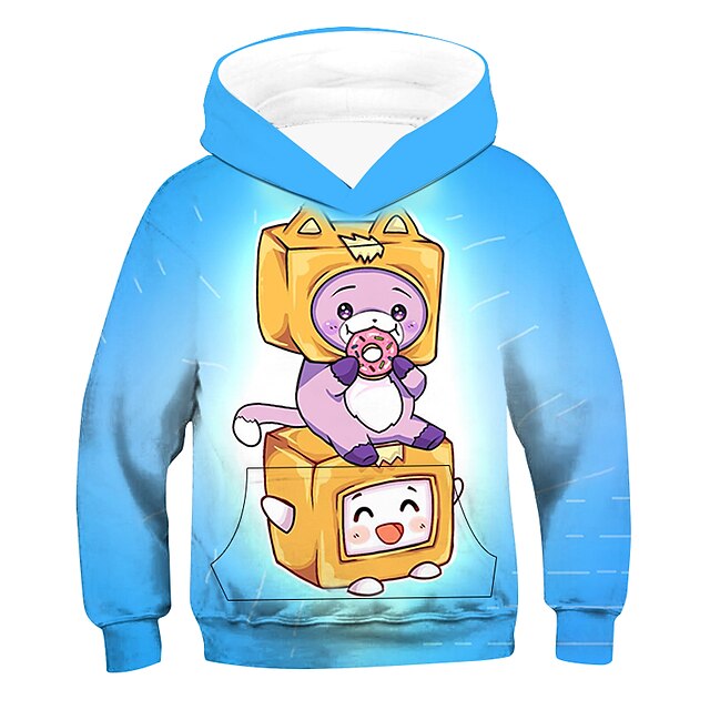 Baby & Kids Boys Clothing | Kids Boys Hoodie Long Sleeve 3D Print Graphic Patterned Pocket Blue Pink Lilac Children Tops Fall Wi