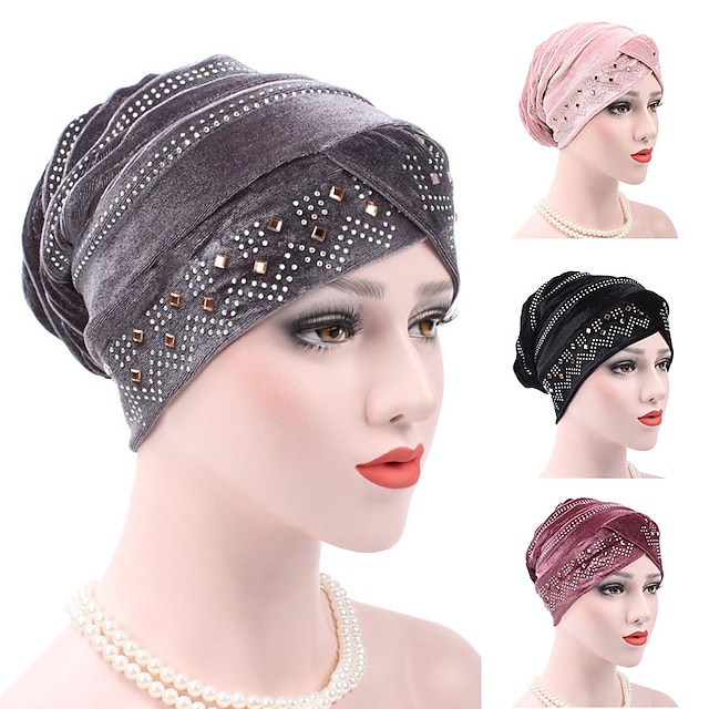  jednobarevné vnitřní hidžáby muslimské turbanové čepice pro ženy s vrtákem etnický islámský zavinovač turbante připravený k nošení čepice hidžábu