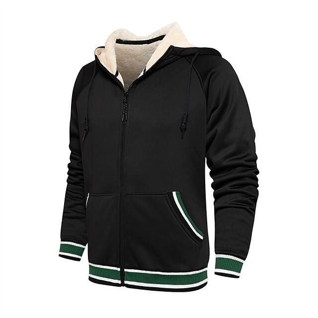 Mens Clothing Mens Hoodies & Sweatshirts | Mens Full Zip Hoodie Jacket Solid Color Color Block Front Pocket Casual Daily Holiday