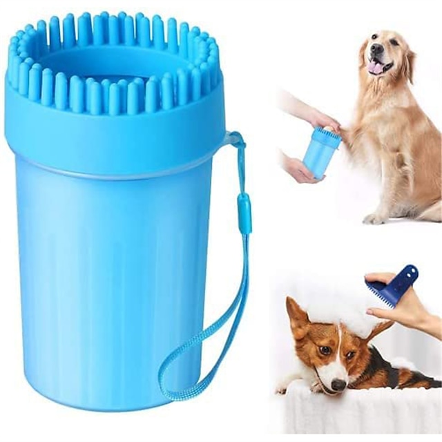  Hundepfotenreiniger Hundepfotenwaschbecher 2 in 1 tragbare Silikon-Reinigungsbürste für Haustiere, Fußreiniger für Hundepflege mit schlammiger Pfote, Hundefußreiniger für große Hunde, Hundebesitzer,