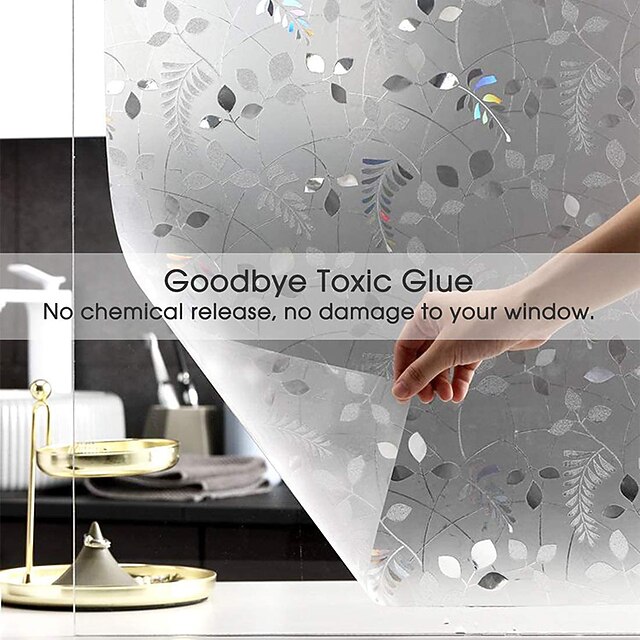 100X45cm PVC Frosted Static Cling Plants Glass Film Window Privacy