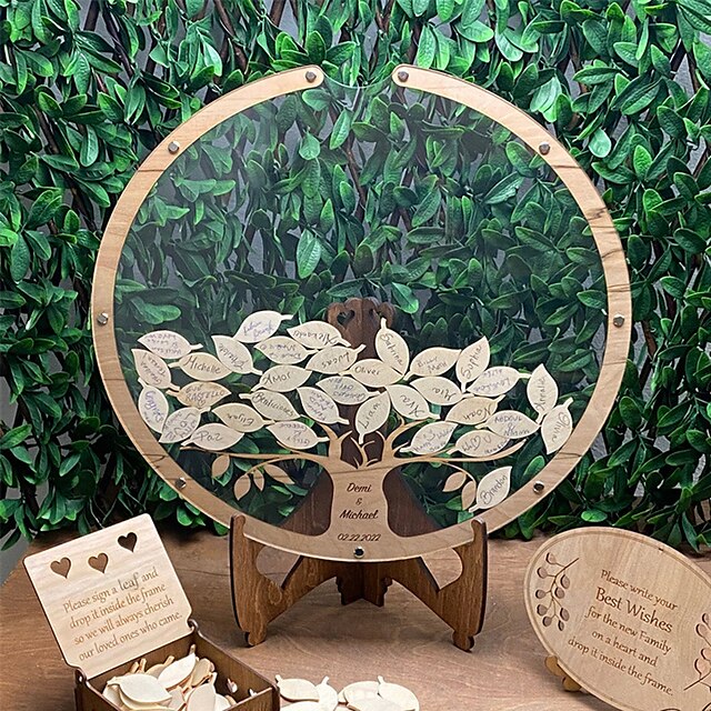 Home & Garden Home Decor | Wedding Guest Book Tree and Leaves Wedding Guest Book Wedding Season Blessing Collection Box - MM8203