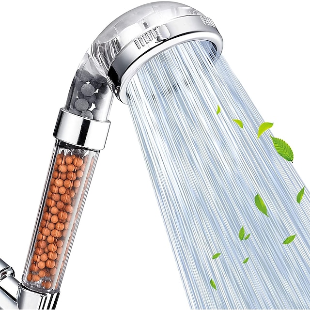  Cabezal de ducha de acero inoxidable, filtro de filtración de agua a alta presión, ahorro de agua, función de 3 modos, cabezales de ducha de mano para piel seca& pelo