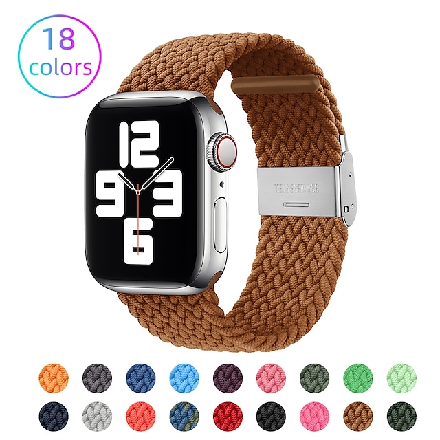  Solo Loop Compatibel met: Apple Watch-horlogebandje 38mm 40mm 41mm 42mm 44mm 45mm 49mm Gevlochten Elastisch Metalen sluiting Nylon Vervangende horlogeband voor iwatch Ultra 2 Series 9 8 7 SE 6 5 4 3