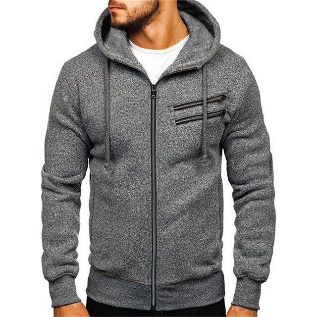 Mens Clothing Mens Hoodies & Sweatshirts | Mens Full Zip Hoodie Jacket Solid Color Pocket Casual Daily Holiday Casual Streetwear