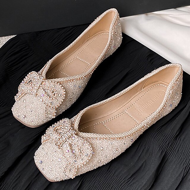 Shoes & Bags Womens Shoes | Womens Flats Formal Shoes Rhinestone Sparkling Glitter Flat Heel Closed Toe Elegant Sweet Daily Offi