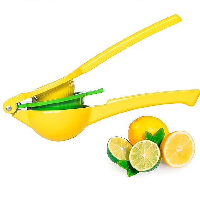  2-In-1 Lemon Lime Squeezer - Hand Juicer Lemon Squeezer - Max Extraction Manual Citrus Juicer (Vibrant Yellow and Blue Atoll)