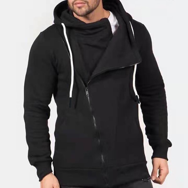 Mens Clothing Mens Hoodies & Sweatshirts | Mens Full Zip Hoodie Jacket Solid Color Zipper Pocket Casual Daily Holiday non-printi