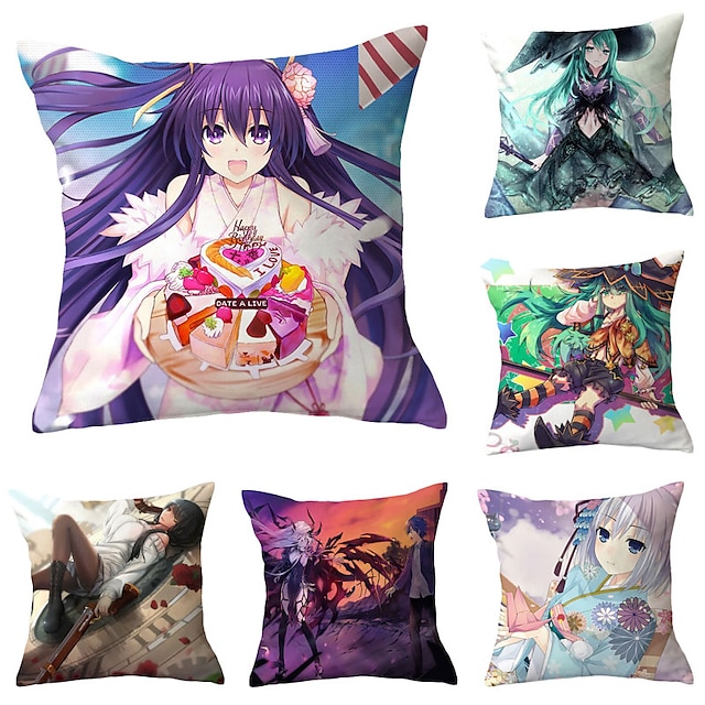 Home & Garden Home Decor | DATE A LIVE Double Side Cushion Cover 6PC Soft Decorative Square Throw Pillow Cover Cushion Case Pill