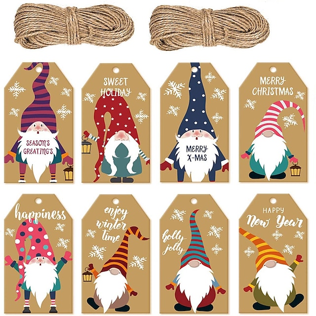  100 stuks Kerstmis Kerstman Kaart Gefeliciteerd kaarten Wenskaarten voor Geschenk Decoratie Feesten 2.0*1.2 inch(es) kraftpapier