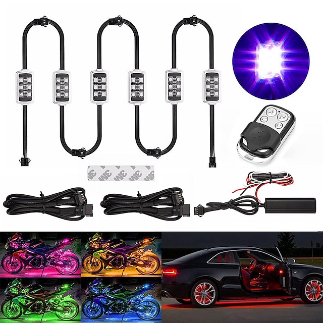 Consumer Electronics Automotive | OTOLAMPARA Car Motorcycle RGB LED Smart Brake Lights Atmosphere Light With Wireless Remote Con