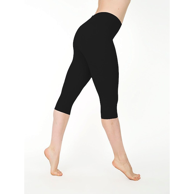  Mulheres Leggings Calças de ioga Compressão abdominal Butt Lift Cintura Alta Ioga Ginástica Treino de Ginástica Legging Capri Calças Cinzento Escuro Preto Branco Esportes Roupas Esportivas