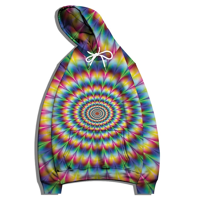 Mens Clothing Mens Hoodies & Sweatshirts | Mens Pullover Hoodie Sweatshirt Graphic Patterned Optical Illusion Abstract Print Dai