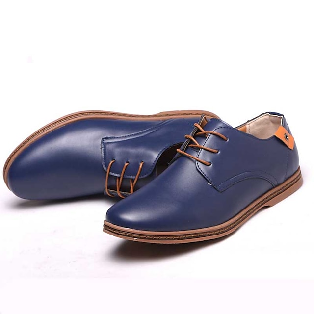  Miesten Oxford-kengät Derby-kengät Comfort-kengät Klassinen Vapaa-aika ulko- Päivittäin PU Nauhat Musta Sininen Ruskea Väripalikka Kesä Kevät