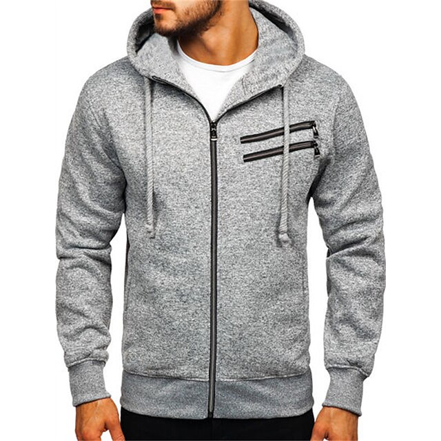 Mens Clothing Mens Hoodies & Sweatshirts | Mens Full Zip Hoodie Jacket Solid Color Pocket Casual Daily Holiday Casual Streetwear