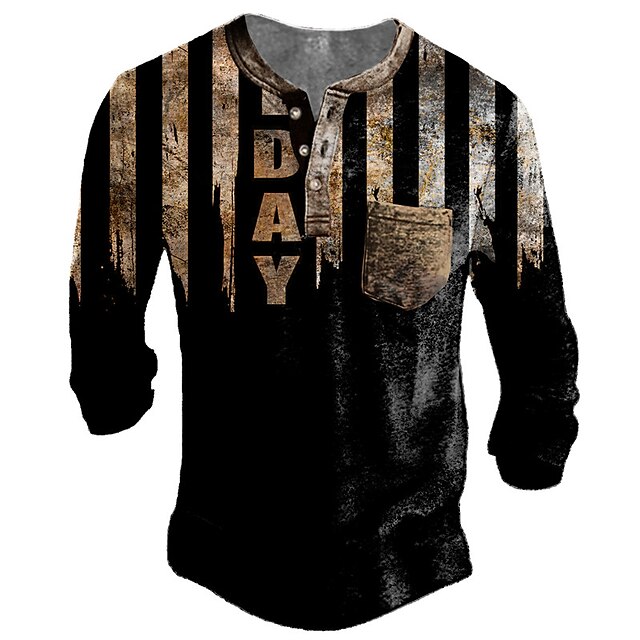 Mens Clothing Mens Tees & Tank Tops | Mens Henley Shirt Tee T shirt Tee 3D Print Graphic Patterned Letter Plus Size Henley Daily