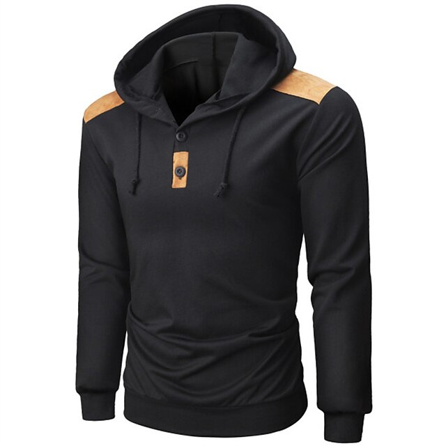 Mens Clothing Mens Hoodies & Sweatshirts | Mens Hoodie Pullover Hoodie Sweatshirt Color Block Casual Daily Holiday non-printing 