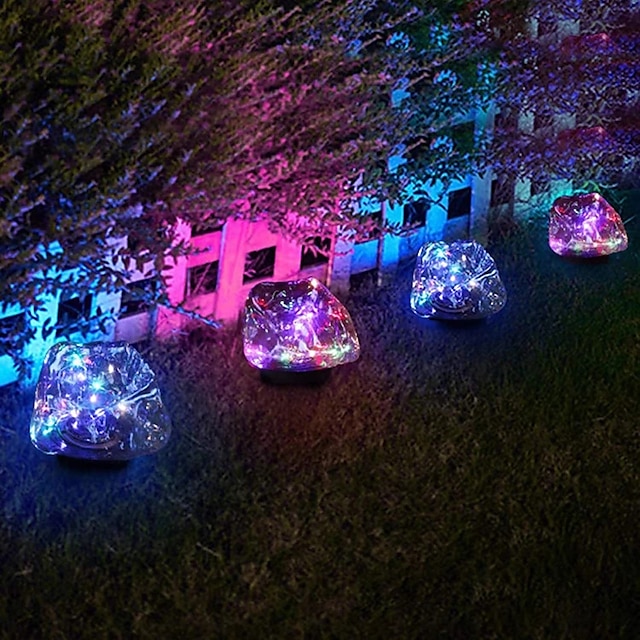  2pcs Solar Ground Lights Outdoor Waterproof LED Garden Lawn Light Yard Landscape Lamp Glow Stone Night Light
